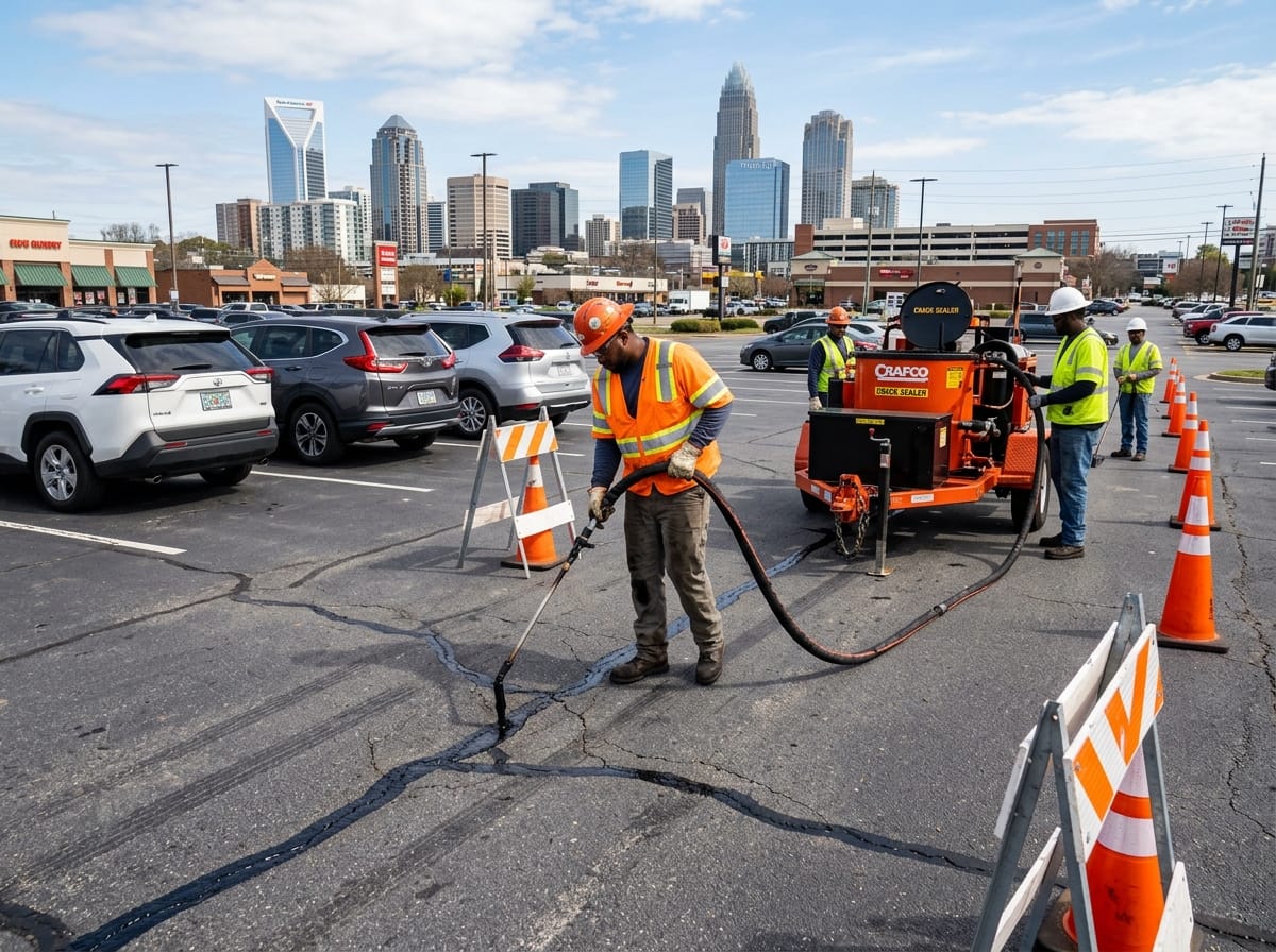Professional photograph crack sealing charlotte nc by RoadReady Asphalt Charlotte